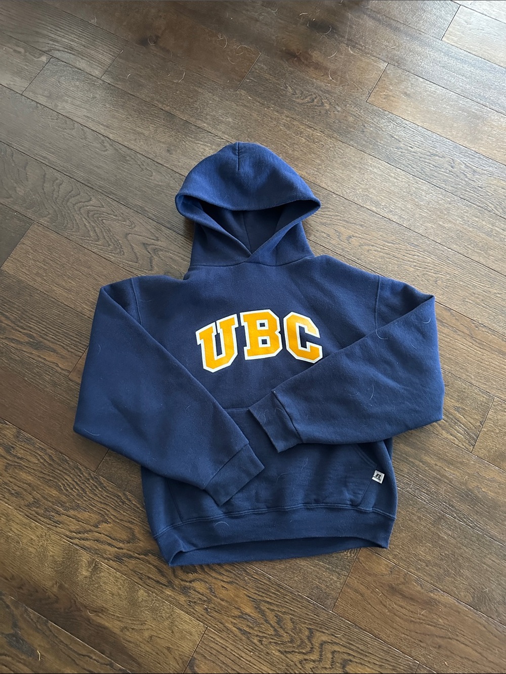 Russell Athletic Navy Hoodie with Yellow UBC Applique